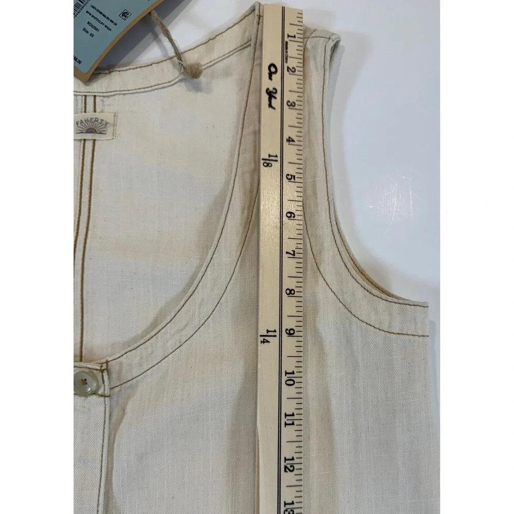 Faherty Linen Denim Malibu Mini Dress XS NWT Organic Cotton Coastal Shift